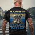 Vintage Veteran Mom My Heroes Dont Wear Capes Army Boots T-Shirt Men's Crewneck Short Sleeve Back Print T-shirt Gifts for Old Men