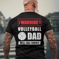 Warning Volleyball Dad Will Yell Loudly Volleyball-Player Men's Back Print T-shirt Gifts for Old Men