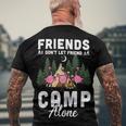Womens Friends Dont Let Friends Camp Alone Wine Camping FlamingoShirt Men's Crewneck Short Sleeve Back Print T-shirt Gifts for Old Men