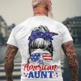 4Th Of July All American Aunt Messy Bun Patriotic Usa Flag Men's T-shirt Back Print Gifts for Old Men