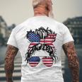 4Th Of July American Flag Patriotic Daughter Messy Bun Usa Men's Back Print T-shirt Gifts for Old Men