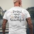 Baby Shower Text Design Brand New And Beautiful Men's Crewneck Short Sleeve Back Print T-shirt Gifts for Old Men