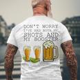 Beer Drinking Dont Worry Ive Had Both My Shots And Booster V2 Men's Crewneck Short Sleeve Back Print T-shirt Gifts for Old Men