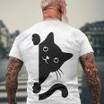 Black Cat Peeking Men's Crewneck Short Sleeve Back Print T-shirt Gifts for Old Men