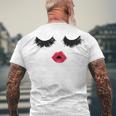 Black Eyelashes Red Lips Mother Day Gift Birthday Holiday Christmas Men's Crewneck Short Sleeve Back Print T-shirt Gifts for Old Men