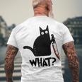 Cat What Murderous Black Cat With Knife Men's Crewneck Short Sleeve Back Print T-shirt Gifts for Old Men