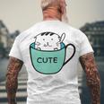 Cute Cat In Mug Men's Crewneck Short Sleeve Back Print T-shirt Gifts for Old Men