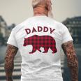 Mens Daddy Bear Red Plaid Christmas Buffalo Pajama Men's Back Print T-shirt Gifts for Old Men