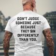 Dont Judge Someone Just Because They Sin Differently Than You Men's Crewneck Short Sleeve Back Print T-shirt Gifts for Old Men