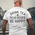 Drink Tea Read Books Men's Crewneck Short Sleeve Back Print T-shirt Gifts for Old Men