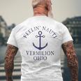 Feelin Nauti Vermilion Ohio Lake Erie Nautical Distressed Men's Back Print T-shirt Gifts for Old Men