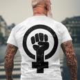 Feminist Raised Fist - Distressed Fitted Men's Crewneck Short Sleeve Back Print T-shirt Gifts for Old Men