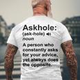 Funny Askhole Definition Dictionary Word Gag Sarcastic V4 Men's Crewneck Short Sleeve Back Print T-shirt Gifts for Old Men