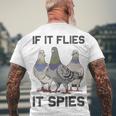 Funny Birds Pun Pigeon If It Flies It Spies Birds Are Liars Men's Crewneck Short Sleeve Back Print T-shirt Gifts for Old Men