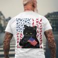 Funny Black Cat Independence Flag 633 Shirt Men's Crewneck Short Sleeve Back Print T-shirt Gifts for Old Men