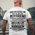 God Blessed Me With An Awesome Boyfriend Men's Crewneck Short Sleeve Back Print T-shirt Gifts for Old Men