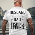 Husband Dad Fishing Legend Funny Fathers Day Father Fishermen Fishing Lovers Fishing V2 Men's Crewneck Short Sleeve Back Print T-shirt Gifts for Old Men