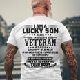 I Am A Lucky Son Because Im Raised By A Veteran Men's Crewneck Short Sleeve Back Print T-shirt Gifts for Old Men