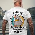 I Really Like Cranky Penguin Ok Men's Crewneck Short Sleeve Back Print T-shirt Gifts for Old Men