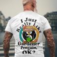 I Really Like Gardener Penguin Ok Men's Crewneck Short Sleeve Back Print T-shirt Gifts for Old Men