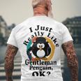 I Really Like Gentleman Penguin Ok Men's Crewneck Short Sleeve Back Print T-shirt Gifts for Old Men