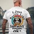 I Really Like Xmas In July Penguin Ok Men's Crewneck Short Sleeve Back Print T-shirt Gifts for Old Men