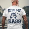 Love Fishing Kiss My Bass Men's Crewneck Short Sleeve Back Print T-shirt Gifts for Old Men