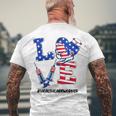 Love Healthcare Worker 4Th Of July American Flag Patriotic Men's Back Print T-shirt Gifts for Old Men