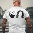 Man With Beard And Glasses With Woman Wavy Hair Men's Crewneck Short Sleeve Back Print T-shirt Gifts for Old Men