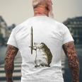 Mighty Hedgehog With Long Sword Men's Back Print T-shirt Gifts for Old Men