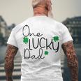 One Lucky Dad Funny St Patrick Day Men's Crewneck Short Sleeve Back Print T-shirt Gifts for Old Men