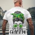 One Lucky Grammy Messy Bun Lucky Shamrock St Patricks Day Men's Crewneck Short Sleeve Back Print T-shirt Gifts for Old Men