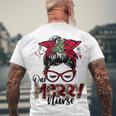 One Merry Nurse Messy Bun Tee Christmas Scrubs For Nurses Men's Crewneck Short Sleeve Back Print T-shirt Gifts for Old Men