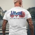 Peace Love America Flag Sunflower 4Th Of July Memorial Day Men's T-shirt Back Print Gifts for Old Men