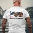 Peace Love America Sunflower Leopard Usa Flag 4Th Of July Men's Back Print T-shirt Gifts for Old Men