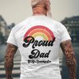 Proud Dad Of A Gay Son Lgbtq Ally Free Dad Hugs Bi Raglan Baseball Tee Men's Back Print T-shirt Gifts for Old Men