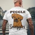 Puggle Dog Snuggles Funny Cute Pug Beagle Mom Dad Men's Crewneck Short Sleeve Back Print T-shirt Gifts for Old Men