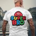 Super Bro Funny Brother Video Gaming Lover Gift Birthday Holiday By Mesa Cute Men's Crewneck Short Sleeve Back Print T-shirt Gifts for Old Men