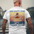 Turkey Happy Thanks Vegan Turkey Vintage Retro Men's Crewneck Short Sleeve Back Print T-shirt Gifts for Old Men