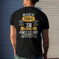 38Th Birthday 38 Years Old Awesome Since March 1984 Birthday Men's Back Print T-shirt Gifts for Him