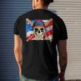 Baseball Skull 4Th Of July American Player Usa Flag Men's Back Print T-shirt Gifts for Him
