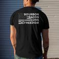 Bourbon Bacon Guns & Freedom 4Th Of July Patriotic Usa Flag Men's Back Print T-shirt Gifts for Him