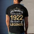 December 1922 Birthday Life Begins In December 1922 V2 Men's T-Shirt Back Print Gifts for Him