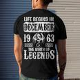 December 1963 Birthday Life Begins In December 1963 Men's T-Shirt Back Print Gifts for Him