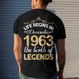 December 1963 Birthday Life Begins In December 1963 V2 Men's T-Shirt Back Print Gifts for Him