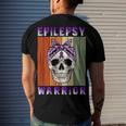 Epilepsy Warrior Skull Women Vintage Purple Ribbon Epilepsy Epilepsy Awareness Men's Crewneck Short Sleeve Back Print T-shirt Gifts for Him