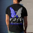 Fasd Awareness Butterfly Blue And Grey Ribbon Fetal Alcohol Spectrum Disorder Fetal Alcohol Spectrum Disorder Awareness Men's Crewneck Short Sleeve Back Print T-shirt Gifts for Him