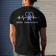 Gerd Awareness Heartbeat Periwinkle Blue Ribbon Gastroesophageal Reflux Disease Gerd Awareness Men's Crewneck Short Sleeve Back Print T-shirt Gifts for Him