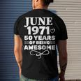 Made In June 1971 50 Years Of Being Awesome Men's Crewneck Short Sleeve Back Print T-shirt Gifts for Him