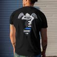 New Jersey Thin Blue Line Flag And Angel For Law Enforcement Men's Back Print T-shirt Gifts for Him